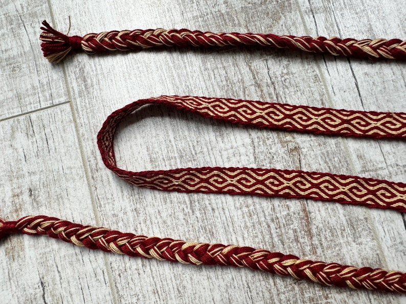 SILK HEADBAND Spiral pattern for historical costume, hand woven, tablet weaving, card weave, reenactment, viking slavic medieval sca larp image 2