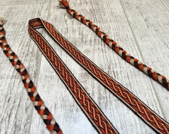 Tablet woven silk headband Birka braid pattern tablet weaving trim reenactment sca viking slavic historical costume