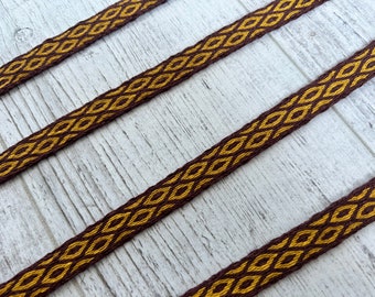 Tablet woven trim pure linen diamond pattern tablet weaving card weaving reenactment viking historical costume slavic sca larp