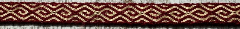 SILK HEADBAND Spiral pattern for historical costume, hand woven, tablet weaving, card weave, reenactment, viking slavic medieval sca larp image 5