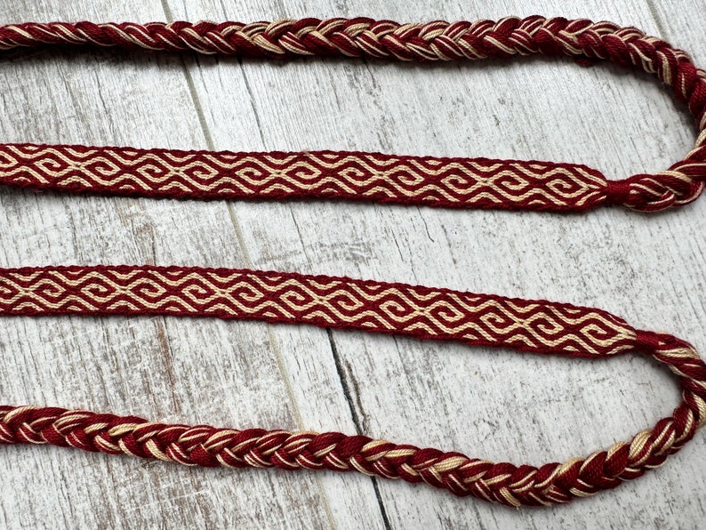 SILK HEADBAND Spiral pattern for historical costume, hand woven, tablet weaving, card weave, reenactment, viking slavic medieval sca larp image 4