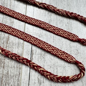 SILK HEADBAND Spiral pattern for historical costume, hand woven, tablet weaving, card weave, reenactment, viking slavic medieval sca larp image 3