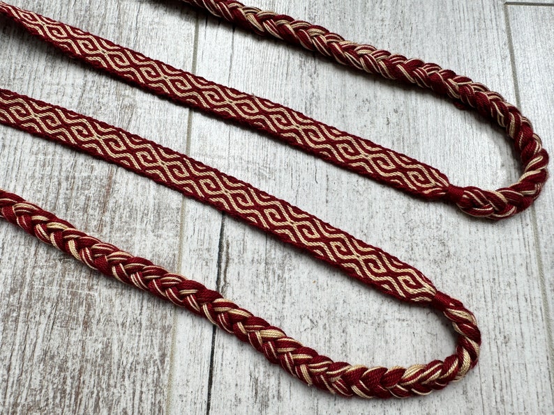 SILK HEADBAND Spiral pattern for historical costume, hand woven, tablet weaving, card weave, reenactment, viking slavic medieval sca larp image 3