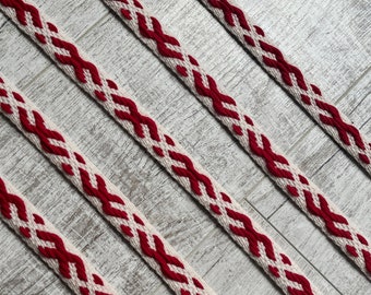 Inkle woven trim Baltic Pick up, pure wool riggid heddle weaving historical costume braid reenactment viking slavic sca medieval