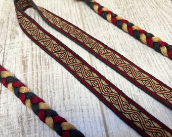 Tablet woven silk headband Birka braid pattern tablet weaving trim reenactment sca viking slavic historical costume