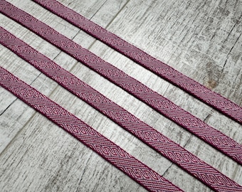 Tablet woven trim pure silk kivrim pattern pink fuchsia violet tablet weaving reenactment viking historical costume slavic sca larp