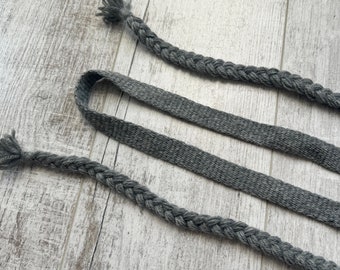 WOOL HEADBAND Medium grey color (21), hand woven, inkle weaving, plaine weave, historical fillet, medieval, viking, slavic, larp, sca