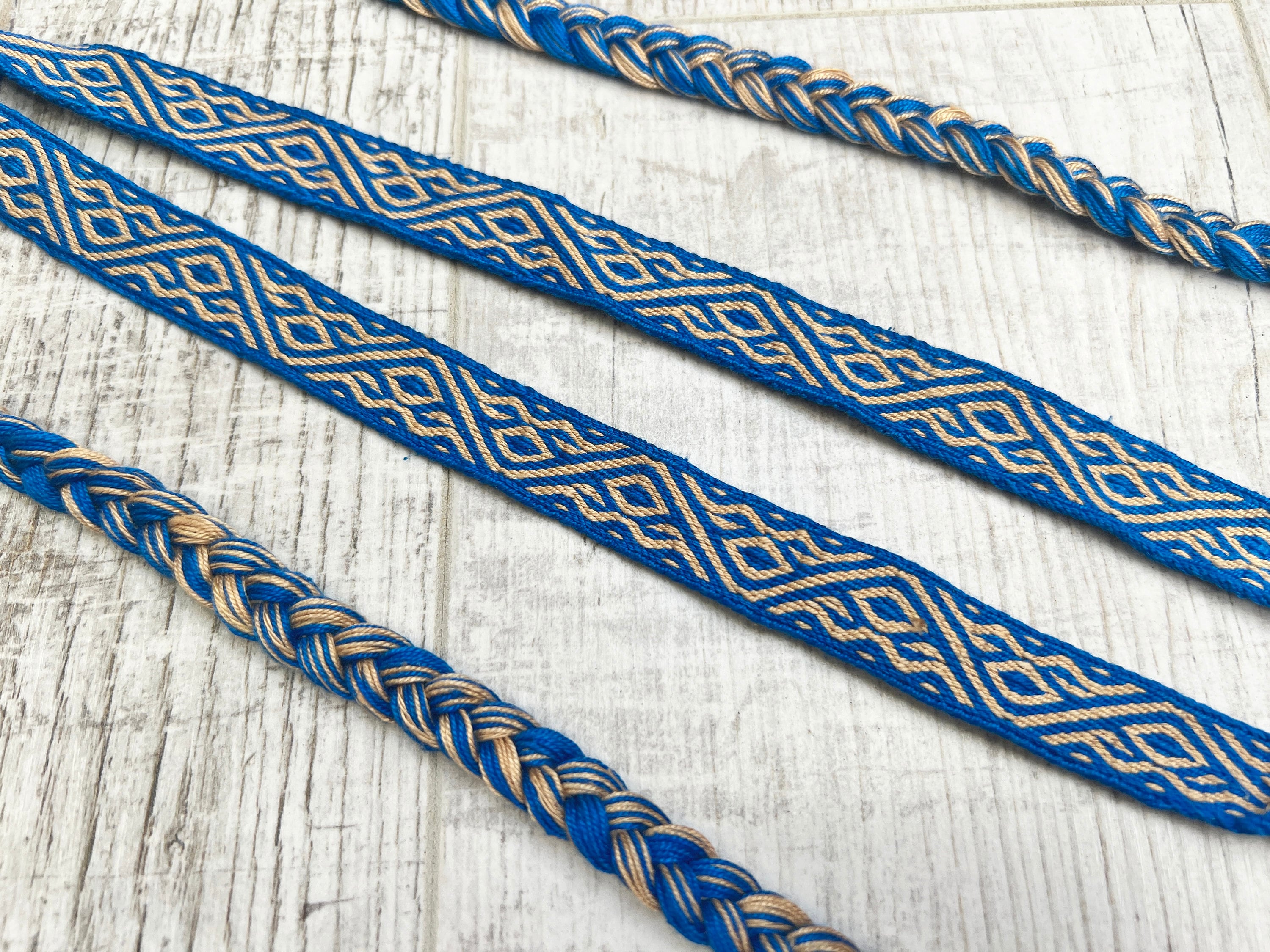 Tablet woven silk headband diagonal pattern tablet weaving trim reenactment sca viking slavic historical costume