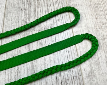 Hand woven tablet weaving silk bright green headband trim for reenactment historical costume sca larp