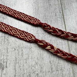 SILK HEADBAND Spiral pattern for historical costume, hand woven, tablet weaving, card weave, reenactment, viking slavic medieval sca larp image 9