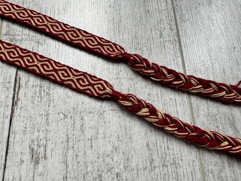 SILK HEADBAND Spiral pattern for historical costume, hand woven, tablet weaving, card weave, reenactment, viking slavic medieval sca larp image 9