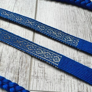 BROCADED HEADBAND Blue silk and silver thread Birka B2 ornament pattern for reenactment historical costume sca larp