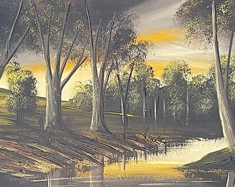 J. Wilson Original Oil Painting – Australian Landscape Art, 1977