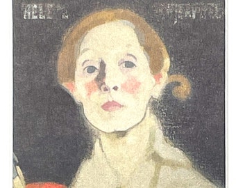 ヘレーネ・シェルベック (1862 - 1946) - 1915 年 黒背景の自画像 - ヴィンテージ額入りプリント