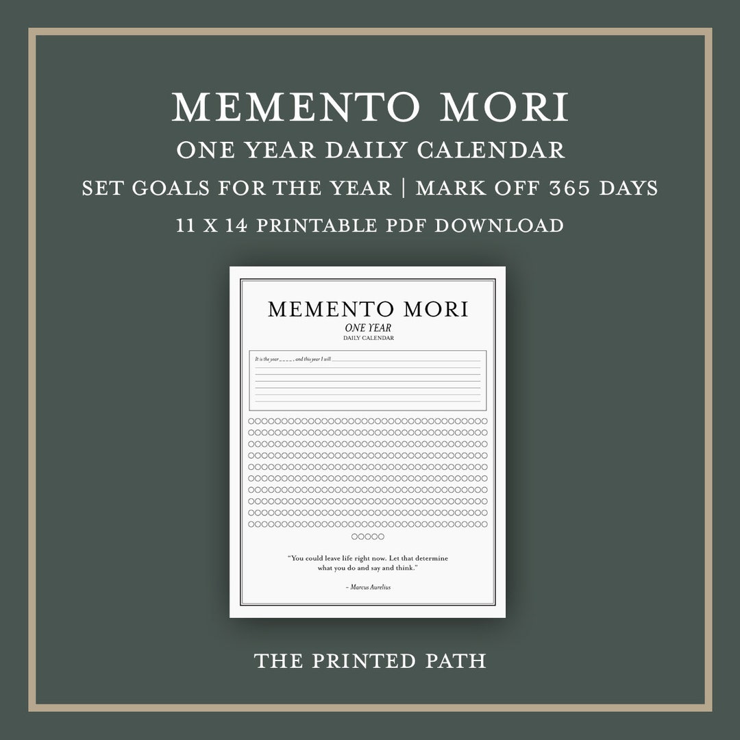 365 Day Memento Mori Calendar Set Annual Goals Cross off the - Etsy