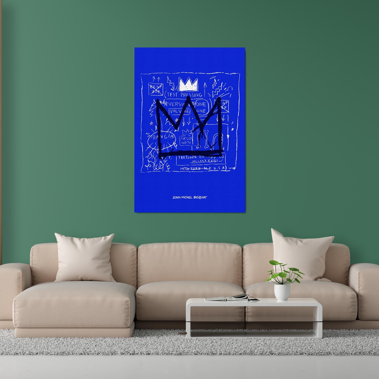 Crown Blue Jeanmichel Basquiat Canvas and Poster, Contemporary Art