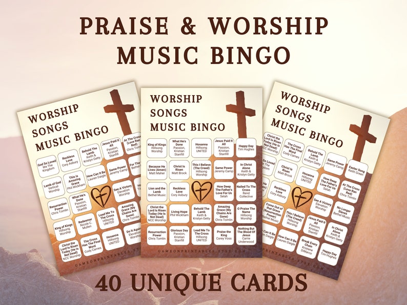 Christian worship music bingo