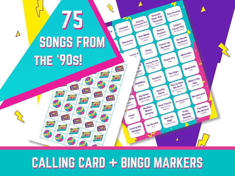 90s music bingo with playlist
