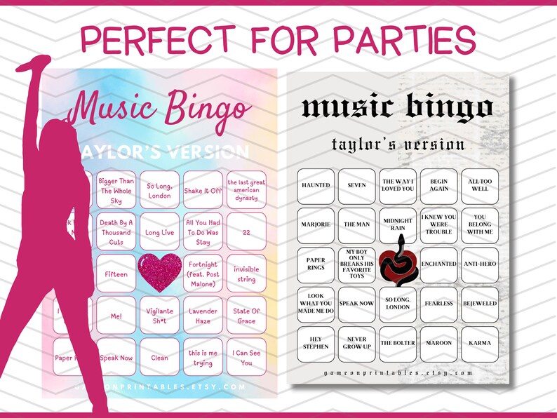 taylor swift music bingo