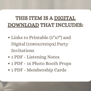 Tortured Poets Dept. Party Bundle TTPD Album Release Party Bundle TTPD Invitations, Photo Props, Membership Cards, Listening Notes image 6