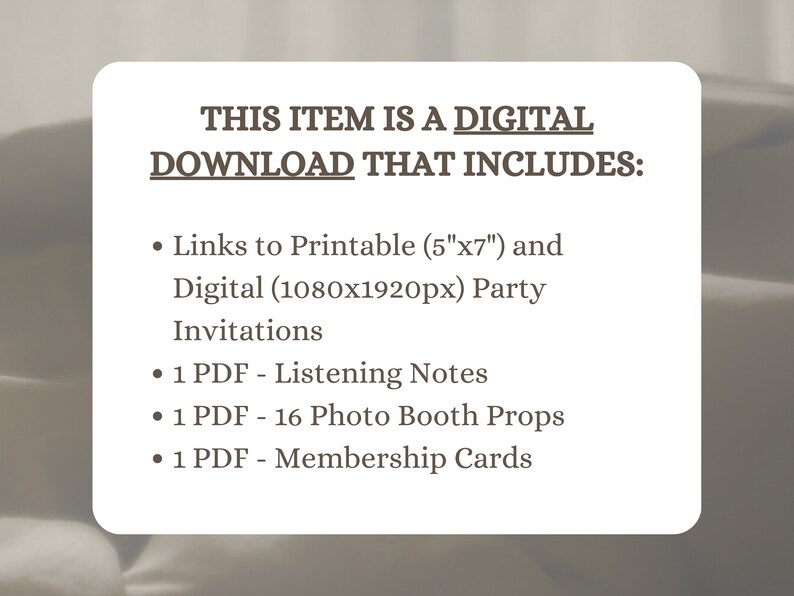 Tortured Poets Dept. Party Bundle TTPD Album Release Party Bundle TTPD Invitations, Photo Props, Membership Cards, Listening Notes image 6