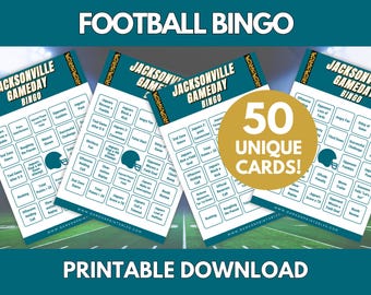 Jacksonville Football Bingo Game: 50 Printable Cards (Digital Download)