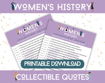 Juego de citas sobre la historia de las mujeres / Actividad educativa imprimible (descarga digital)
