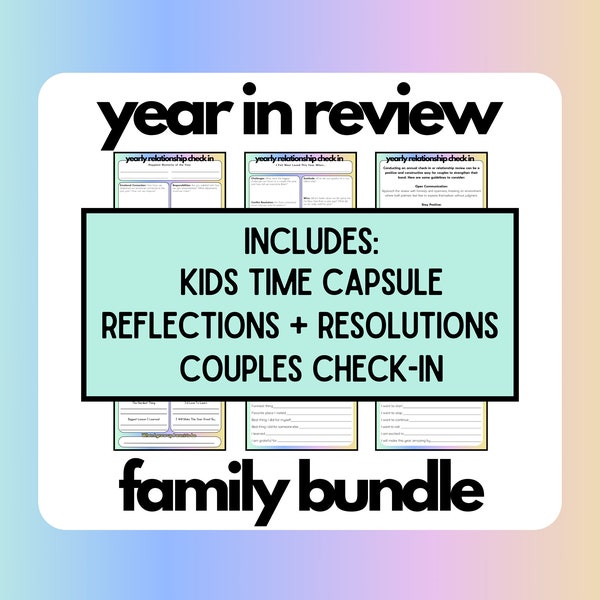 Year in Review | New Years Resolutions | Kids Time Capsule | Couples Relationship Check In | Family Activity | Printable Game | PDF Download