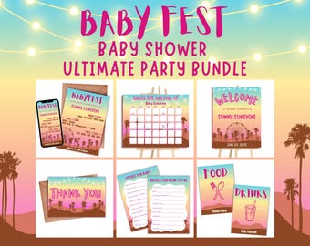 Imprimibles para baby shower: Paquete de fiesta de festival de música (descarga digital)