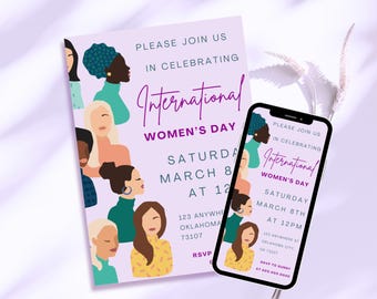 Invitación para el Día Internacional de la Mujer / Mes de la Historia de la Mujer / Invitación para un brunch de mujeres / Invitación digital imprimible