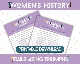 Juego de historia de las mujeres / Actividad sobre los triunfos de las pioneras (Descarga digital)