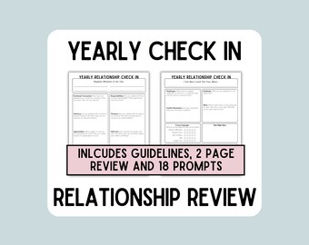 Yearly Relationship Review | Couples Check In | Year in Review | Marriage Activity Worksheet | Yearly Goals | Printable | PDF Download