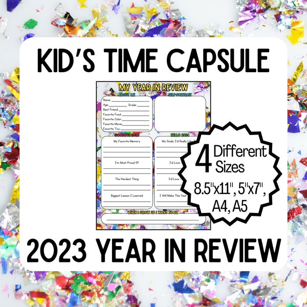 Kids Time Capsule | Kids Year In Review | New Years Eve Kids Game | Kids New Year Activity | NYE Party Game | Printable Game | PDF Download