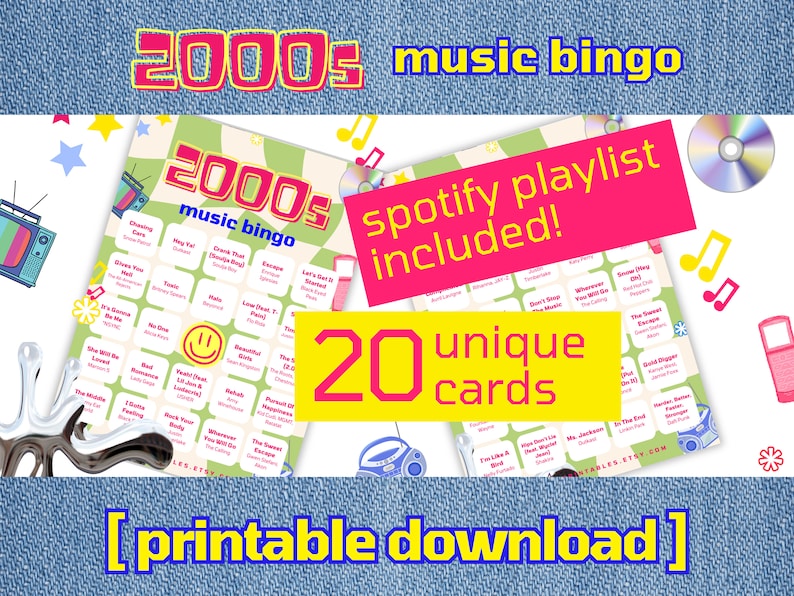 2000s music bingo with playlist