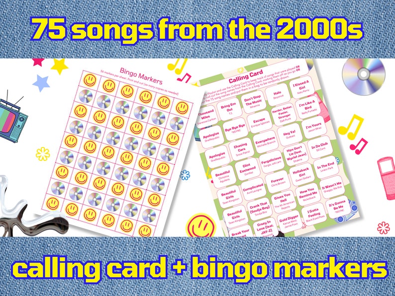 2000s music bingo with playlist