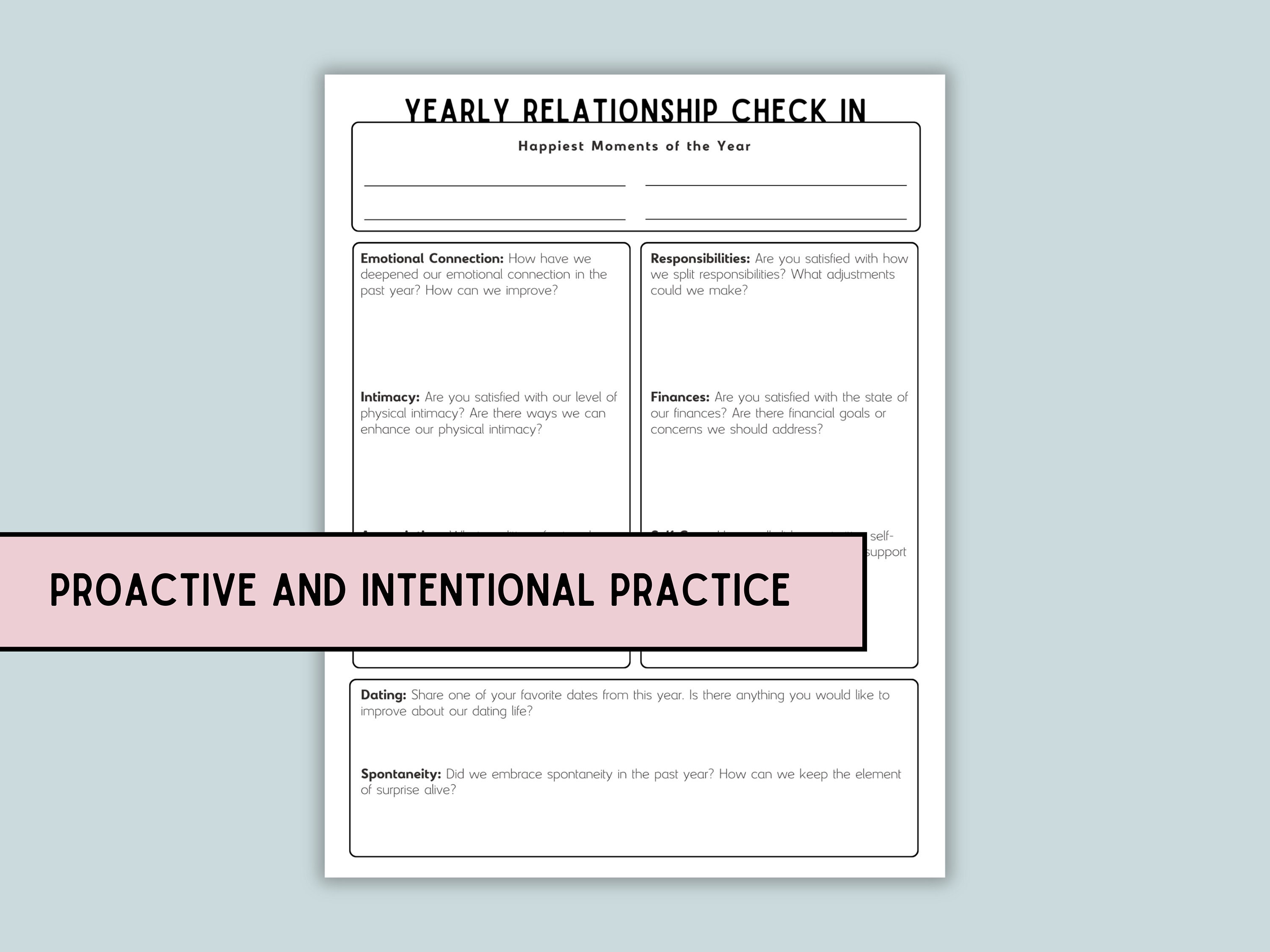 Yearly Relationship Review Couples Check in Year in Review Marriage ...