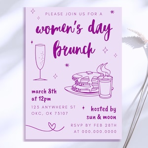 Women's Day Brunch Invitation | Women's History Month | Ladies Brunch Invite | Printable, Digital Invitation