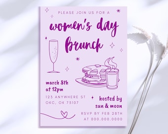 Invitación al brunch del Día de la Mujer: Invitación digital editable para damas
