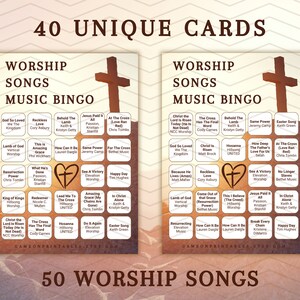 Christian worship music bingo