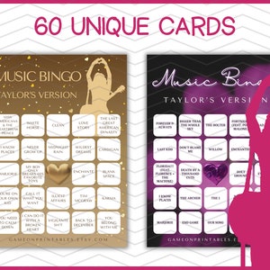 taylor swift music bingo