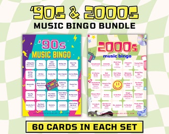 Bingo musical de los 90 y los 2000: 60 cartas, juegos de fiesta (descarga digital)