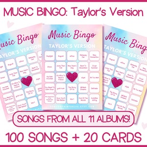 Music Bingo Tay's Version | T Swift Bingo | Swift Party Game | Music Bingo With Playlist | Swift Teen Party Games | Printable Game