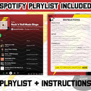 Rock and Roll printable music bingo game