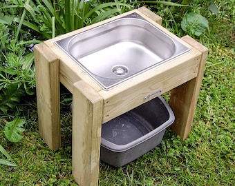 Mud Kitchen Sink: Modular Outdoor Play Bench, UK Made Nature Play