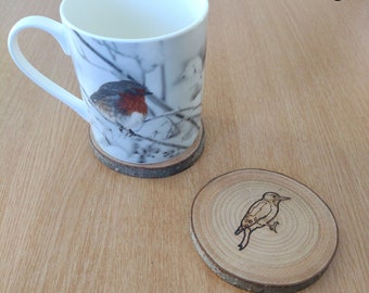 Woodpecker Coaster: Handmade Wildlife Sustainable Gift, Bird Lover Gift, UK Wood Home Décor
