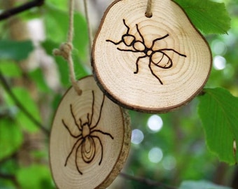 Wooden Minibeast Hanging Ornament Set: Nature Learning Resource, Forest School Minibeasts Kit, UK Made