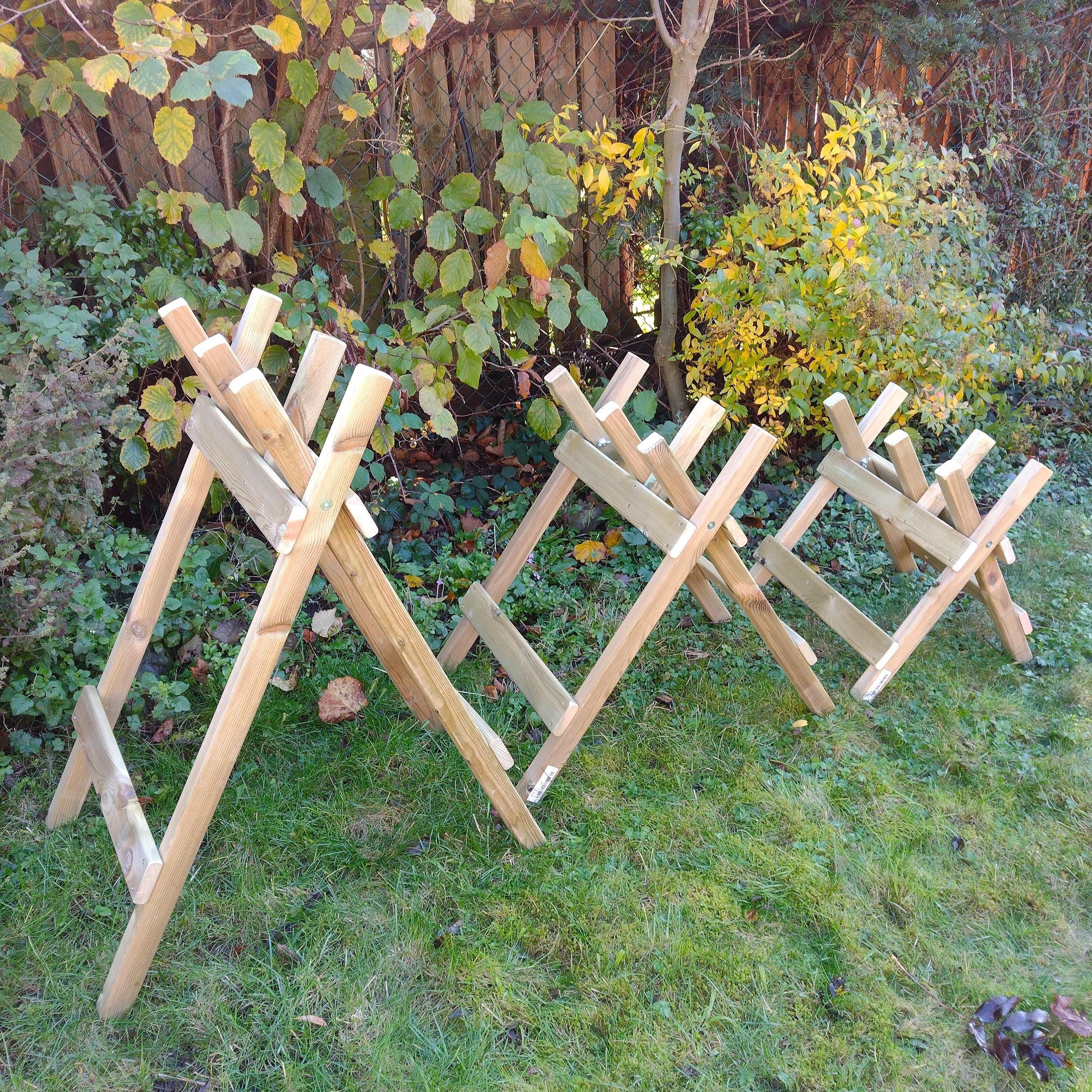 Wooden Saw Horses: Kids & adults Folding Woodworking Bench Supports - Forest School Tool - UK Made