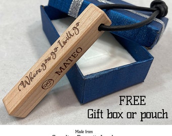 Personalized Wood Keychain, Engraved Maple, Cherry, or Walnut