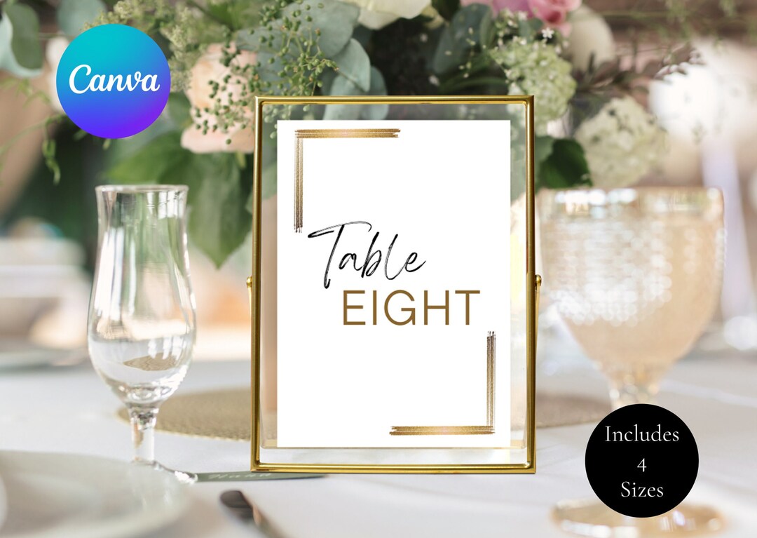 Printable Luxury Gold Table Number Template Editable Canva Etsy