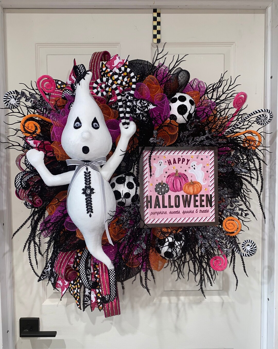 Luxury Halloween Wreath Ghost Wreath Pink Halloween Wreath Etsy